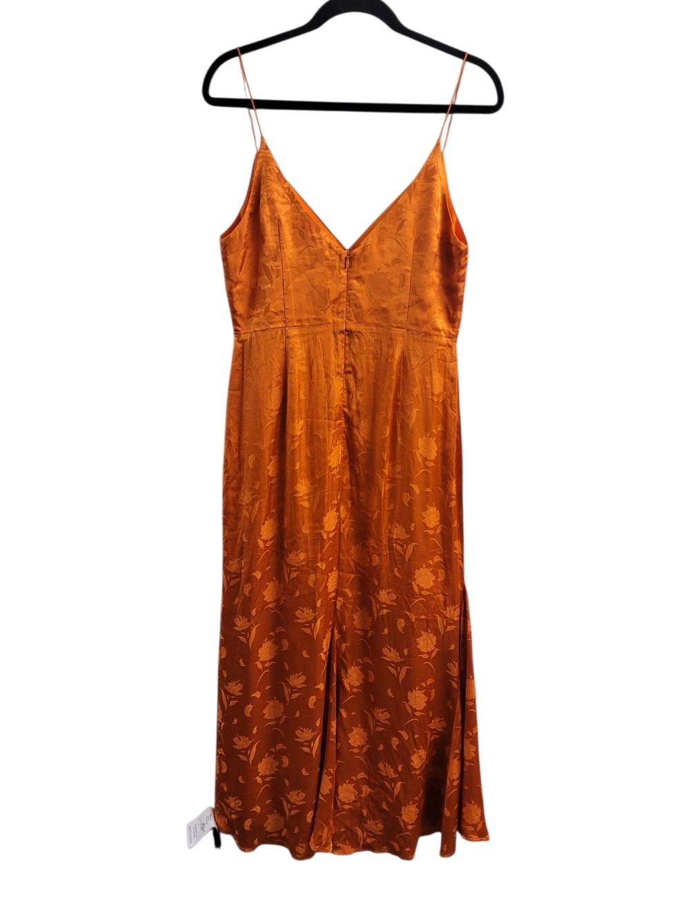 NWT Sau Lee Francesca Orange Satin Jacquard Slip Midi Dress with Side Slit - 8 - Picture 10 of 14